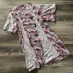 American Eagle Lace Paisley Duster Kimono
